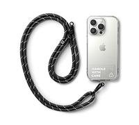 Ringke Holder Link Strap Cordon Bandoulière Téléphone Portable avec Étiquette Transparente en TPU Cordon Accessoires Réglable en Corde de Polyester Étui Téléphone - Black & White