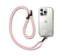 Ringke Holder Link Strap Cordon Bandoulière Téléphone Portable avec Étiquette Transparente en TPU Cordon Accessoires Réglable en Corde de Polyester Étui Téléphone - Pink