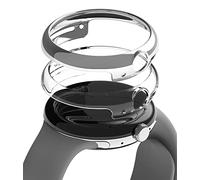 Ringke Lot de 2 coques fines compatibles avec Google Pixel Watch 41 mm (2022), lunette [cadre uniquement] Coque rigide fine en polycarbonate de qualité supérieure - Transparent et chromé
