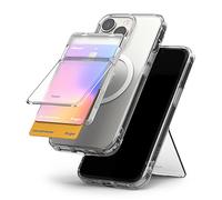 Ringke Magnetic Stand Slot Card Holder Porte Carte Magsafe Compatible avec Coque Magsafe Porte Carte Magnétique Portefeuille pour l’arrière de Téléphone - Clear Mist