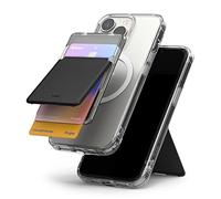Ringke Magnetic Stand Slot Card Holder Porte Carte Magsafe Compatible avec Coque Magsafe Porte Carte Magnétique Portefeuille pour l’arrière de Téléphone - Clear & Black