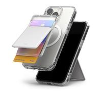 Ringke Magnetic Stand Slot Card Holder Porte Carte Magsafe Compatible avec Coque Magsafe Porte Carte Magnétique Portefeuille pour l’arrière de Téléphone - Clear & Light Gray