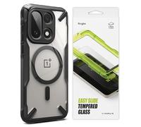 Ringke Paquet Coque et Verre Trempé Compatible avec OnePlus 15 [Fusion-X Magnetic Black + Easy Slide Tempered Glass] Compatible avec Magsafe Antichoc Protection Résistant aux Rayures TPU Bumper Étui