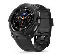 Ringke Rugged Gear pour Samsung Galaxy Watch 8 44mm Coque Antichoc Robuste Bracelet Sport Résistant TPU & Polycarbonate Protection Montre Connectée Respirant Fixation à Vis Accessoire - All Black