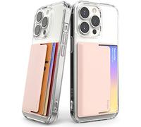 Ringke Side Slot Card Holder, Porte-Cartes Adhésifs Portefeuille Autocollant Porte Carte de Crédit pour l’arrière de Téléphone avec 3M Sticker Adhésive Attachable Téléphone - Peach Pink