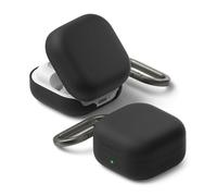 Ringke Silicone Coque pour Samsung Galaxy Buds 4 Pro/Galaxy Buds 4 Étui en Silicone Liquide Antichoc Ultra Fin avec Mousqueton Chromé Protection Ultra Fine Souple Bumper Durable - Black