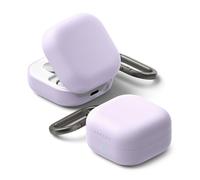 Ringke Silicone Coque pour Samsung Galaxy Buds 4 Pro/Galaxy Buds 4 Étui en Silicone Liquide Antichoc Ultra Fin avec Mousqueton Chromé Protection Ultra Fine Souple Bumper Durable - Light Purple