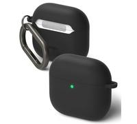Ringke Silicone pour Coque AirPods 5/4 Étui - Black | Douce Coloré À la Mode Silicone Bumper Ultra Mince Fine Souple Légère Accessoires avec Mousqueton