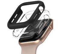 Ringke [Slim] Coque Compatible avec Apple Watch 40mm Series 6/5 / 4 / SE/SE 2 / SE 3 [2 Pack] Transparente Solide Rigide Bumper - Clear & Black