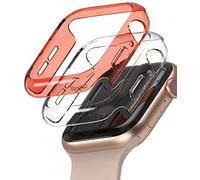 Ringke [Slim] Coque Compatible avec Apple Watch 40mm Series 6/5 / 4 / SE/SE 2 / SE 3 [2 Pack] Transparente Solide Rigide Bumper - Clear & Coral