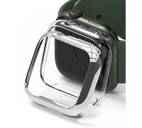 Ringke [Slim] Coque Compatible avec Apple Watch 41mm Series 9/8 / 7 [2 Pack] Transparente Solide Rigide Bumper - Clear & Chrome
