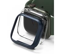 Ringke [Slim] Coque Compatible avec Apple Watch 41mm Series 9/8 / 7 [2 Pack] Transparente Solide Rigide Bumper - Clear & Metallic Blue