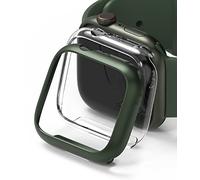 Ringke [Slim] Coque Compatible avec Apple Watch 45mm Series 9/8 / 7 [2 Pack] Transparente Solide Rigide Bumper - Clear & Deep Green
