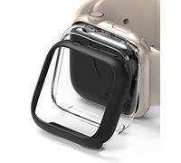 Ringke [Slim] Coque Compatible avec Apple Watch 45mm Series 9/8 / 7 [2 Pack] Transparente Solide Rigide Bumper - Clear & Matte Black