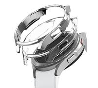 Ringke [Slim] Coque Compatible avec Galaxy Watch 4 Classic 42mm [2 Pack] Transparente Solide Rigide Bumper - Clear & Chrome