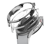 Ringke [Slim] Coque Compatible avec Galaxy Watch 4 Classic 46mm [2 Pack] Transparente Solide Rigide Bumper - Clear & Dark Chrome