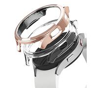 Ringke [Slim] Coque Compatible avec Samsung Galaxy Watch 4 40mm [2 Pack] Transparente Solide Rigide Bumper - Clear & Chrome Rose Gold