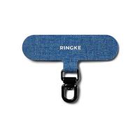 Ringke Spin Holder Link [Onglet Support Téléphone] Patch Lanière en Tissu Oxford Résistant avec Anneau Métallique Rotatif 360° Compatible avec la Plupart des Coques de Smartphone - Denim Blue