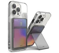 Ringke Stand Slot Card Holder, Porte-Cartes Adhésifs Portefeuille Autocollant Porte Carte de Crédit pour l’arrière de Téléphone avec 3M Sticker Adhésive Attachable Téléphone - Smoke Black