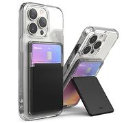 Ringke Stand Slot Card Holder, Porte-Cartes Adhésifs Portefeuille Autocollant Porte Carte de Crédit pour l’arrière de Téléphone avec 3M Sticker Adhésive Attachable Téléphone - Clear & Black