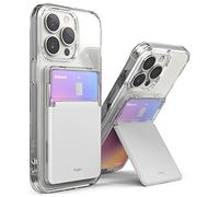 Ringke Stand Slot Card Holder, Porte-Cartes Adhésifs Portefeuille Autocollant Porte Carte de Crédit pour l’arrière de Téléphone avec 3M Sticker Adhésive Attachable Téléphone - Clear & Light Gray