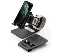 Ringke Super Folding Stand, Support Téléphone Portable et Support Smartwatch Compatible avec Apple Watch Station de Charge Multi-Angles Réglable Support Pliable Aluminum