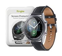 Ringke Verre Trempé Protecteur d'écran pour Galaxy Watch 3 45mm [Invisible Defender Glass] [4 Pack] Taille Exacte Qualité HD Transparent Anti-Rayures 9H Dureté Application Facile - Clear