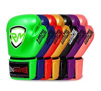 RingMasterUK Gants de boxe Cuir carbone Entraînement Gants de sac de frappe, Enfant, BG-10005, Green, 6 oz
