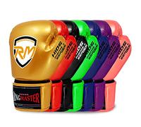RingMasterUK Gants de boxe Cuir carbone Entraînement Gants de sac de frappe, Enfant, doré, 56 grammes