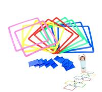 Rings Game Set with Connectors - 15 inch Agility Rings & Bean Bags for Kids, Backyard Obstacle Course & Sensory Path, Outdoor Indoor Fitness Training for Boys & Girls