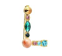RINHOO Broche initiale en émail plaqué or avec perles de cristal - Lettre de l'alphabet colorée - Bijoux pour cadeaux, Métal, Cristal