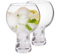 Rink Drink 2x 525ml Verres Gin Tige Courte - Grand Tonique Cocktail Vin Buvant Ballon Goblet Bol Copa Verre avec Tige Ensemble-Cadeau