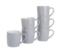 Rink Drink Argon Tableware Lot de 6 Tasses à café colorées - Gris - 350 ML - Lot de 6 Tasses à thé en grès cérame Brillant, Tasses à Latte, Cappuccino, Ensemble de Tasses colorées