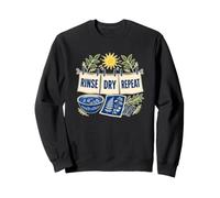 Rinse Dry Repeat Cyanotype Art Botanique Feuilles Sweatshirt