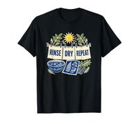 Rinse Dry Repeat Cyanotype Art Botanique Feuilles T-Shirt