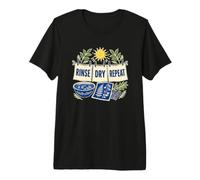 Rinse Dry Repeat Cyanotype Art Botanique Feuilles T-Shirt Haut de Gamme