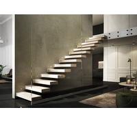 Rintal Escalier droit en bois et acier 12 marches Cantilever - largeur 80 cm - CA080SS01WXXX84