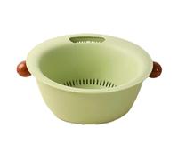 Rinteea Panier à Laver Multifonctionnel à Double Couche pour Légumes et Fruits, Joli Design Rond de Couleur, Épais pour Plus de Durabilité C