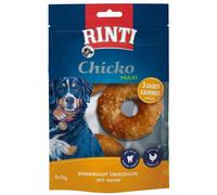 Rinti Chicko Maxi Anneaux à mâcher | Pack Double | 2 x 150 g | en Peau de bœuf résistante recouverte de Viande de Poulet | Particules nettoyantes à Base de minéraux | Refermable