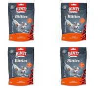 Rinti Bitties Poulet avec Tomate & Courge | Pack de 4 | 4 x 100 g | Friandises à la Viande Tendre pour Chiens Adultes | Séchées à l'air doucement et sans farines de Viande ni soja