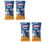 Rinti Bitties Poulet + Fromage | Pack de 4 | 4 x 75 g | Snack pour Chiens Adultes | Extra Tendre | sans Sucre & soja | avec précieux Oméga 3 | Beaucoup de Viande fraîche