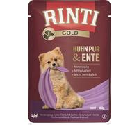 RINTI Gold Mini Poulet Pur & Canard | 10 x 100 g | Aliment Complet pour Petits Chiens Adultes | Poulet et Canard pour Chiens sensibles aux Allergies | en Sachet fraîcheur