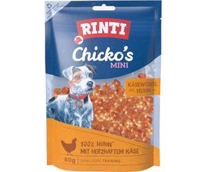 RINTI - Chicko Mini Cubes de Poulet avec Fromage | Friandises pour Chiens pauvres en Calories en Filet de Poulet Frais 100% pour Chiens Adultes Friandises pour Chiens sans Sucre sans additifs dans Un