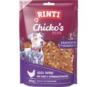 RINTI - Chicko Plus Cubes de Fromage et de Jambon | Filet de Poitrine de Poulet avec Fromage et Jambon pour Chiens Adultes Friandise pour Chien Riche en Calcium sans additifs dans Un Sac Frais | 12 x