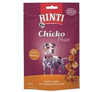 RINTI Chicko Plus Fromage en dés avec Poulet | Filet de Poitrine de Poulet avec Fromage pour Chiens Adultes Friandise Riche en Calcium sans additifs dans Un Sac Frais | 9 x 225 g