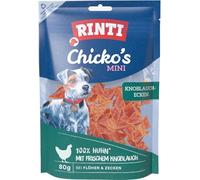 RINTI - Chicko Plus Mini chèques d'ail | Chiches d'ail en Filet de Poulet Frais et ail pour Chiens Adultes Friandises pour Chien sans additifs artificiels dans Un Sachet fraîcheur | 12 x 80 g