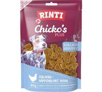 RINTI - Chicko's Plus Collagen Hearts | Snacks à Base de Filet de Poulet Frais et de collagène de bœuf pour Chiens Adultes Friandise pour Chien sans soja ni Farine de Viande dans Un Sac Frais | 12 x