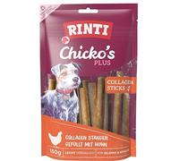 RINTI - Chicko's Plus Collagène Sticks | Snacks à Base de Filet de Poulet Frais et de collagène de bœuf pour Chiens Adultes Friandises pour Chien sans soja ni Farine de Viande dans Un Sac Frais | 9 x