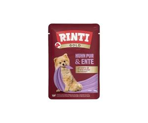 RINTI - Gold | Nourriture Humide Facile à digérer pour Les Petits Chiens Adultes. Aliment Complet dans Un Sachet Frais sans Viande moulée, soja ou additifs artificiels | 10 x 100 g de Poulet Pur +