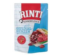 RINTI Kennerfleisch Coeurs de volaille | 10 x 400 g | Aliment complet pour chiens adultes dans un sac frais | Nourriture sans céréales à haute teneur en viande | Pour réguler la digestion